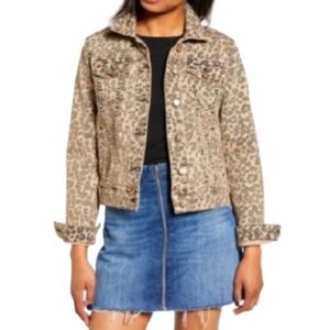 STS Blue Colbey Cheetah print tan denim jacket size S